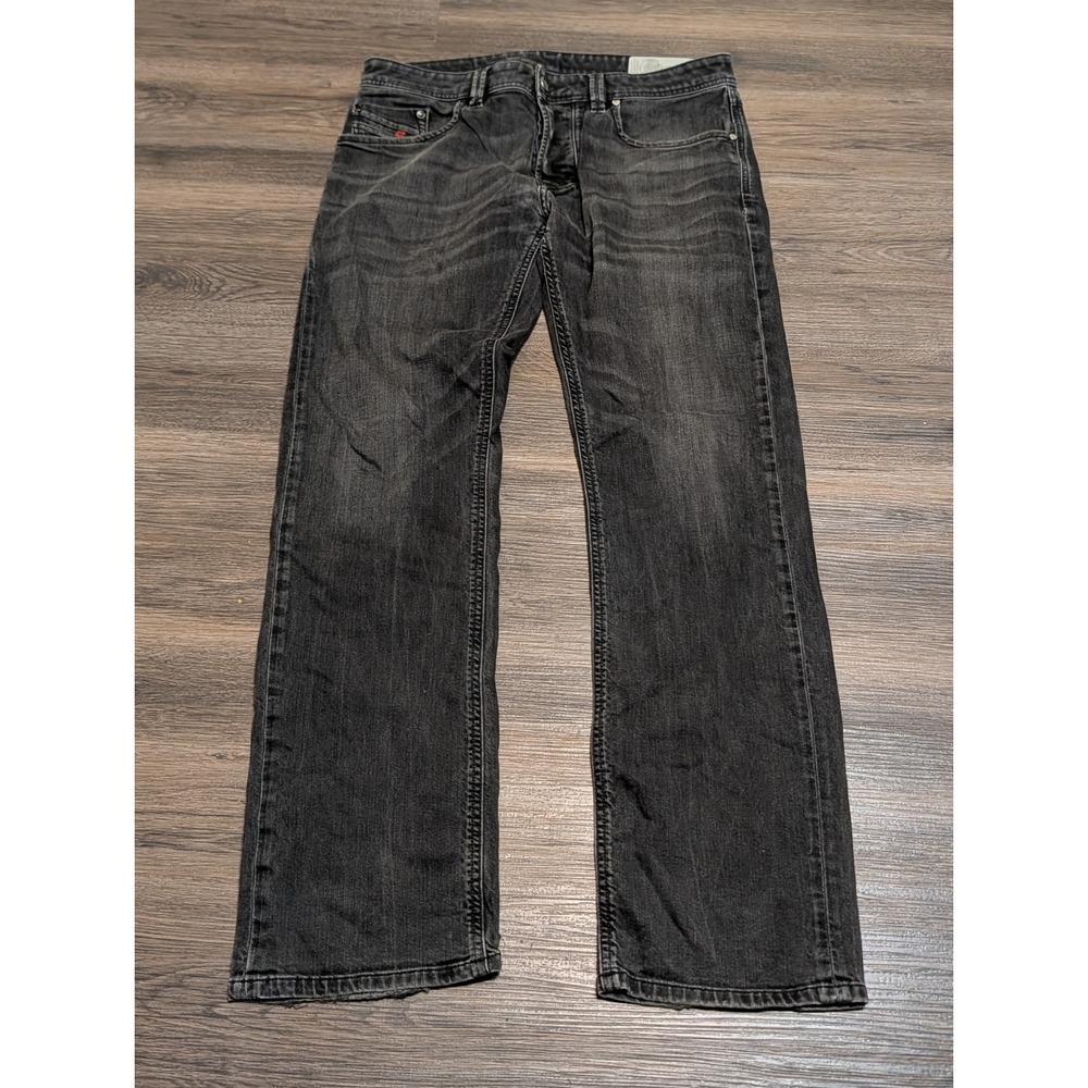 Diesel Larkee Regular Straight Jeans Mens 32 Faded Black Distressed 0823V